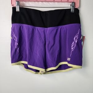 New Balance Womens Shorts size Small Lightning Dry Purple Black Gold. Impact 5in